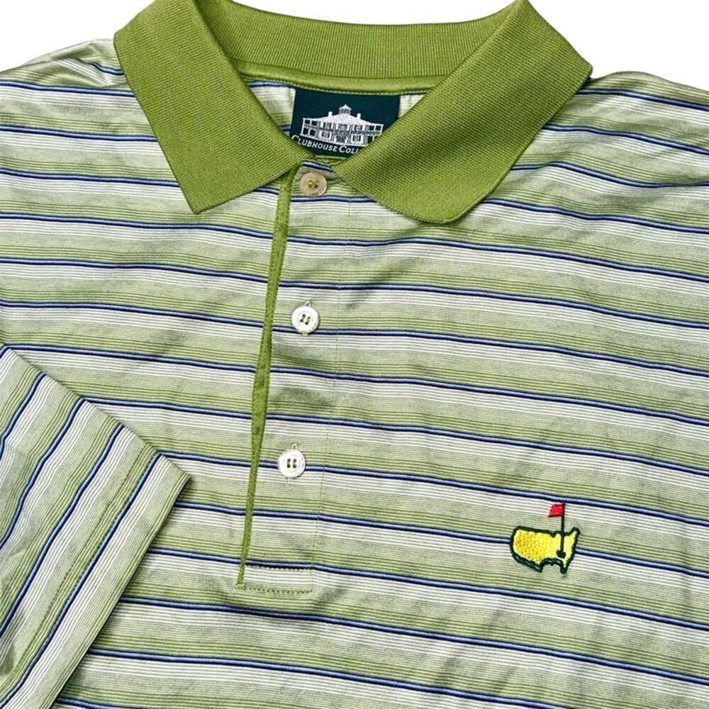 Vintage Masters Clubhouse Collection Polo Shirt Green Stripes Men’s Size XL